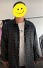 坦野大码男装衬衫外套男胖子秋冬加肥加大外套潮印花夹克男300斤胖哥 W6028黑色 常规 7XL 【建议275-300斤】 实拍图