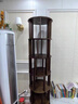 莱美汇实木旋转书架360度落地移动置物架一体靠墙边小窄柜家用转角书柜 【实木三层】44*103CM-黑橡木色 实拍图