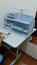 忆瞳儿童学习书桌椅套装 可升降带阅读书架多功能课桌椅家用写字桌 珍藏蓝-环保抗醛【三层大书架】 实拍图