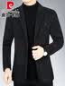 皮尔卡丹（pierre cardin）春秋装小西服男士中年爸爸商务休闲西装上衣新款毛呢子外套男装 9656-黑色【春秋款】 XL /180【建议132-148】 实拍图