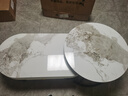 森生林岩板茶几客厅小户型简约轻奢椭圆形可伸缩茶桌 C14-1黑架白箱 香奈白+香奈白 120cm椭圆茶几+80cm小圆边几 实拍图