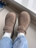 百丽厚底保暖毛毛鞋女2025冬新二层牛皮复古勃肯鞋JD009DM5 灰单里 35 实拍图
