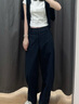 优衣库女装针织廓形长裤/弯刀镰刀裤子25秋冬新款483722 483722/69藏青色 3XL 实拍图