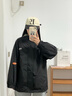 鲁宾克外套男春秋季潮牌宽松休闲假两件连帽工装夹克美式棒球服上衣服男 黑色 XL (建议体重125-135斤) 实拍图