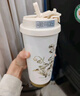 富光拾喜（FUGURNG BESTJOY）保温杯咖啡杯男女士陶瓷内胆随行杯学生吸管水杯子 白铃兰520ml 实拍图