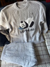 蕉内【刘浩存同款】绒绒520H睡衣男女士保暖加厚半边绒情侣家居服冬季 【男士圆领】神游熊猫-云灰 3XL 实拍图