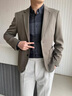 杰逊斯西装外套男春秋季2025新款青年修身职业上班商务男士休闲西服套装 咖啡色（单件西装） XL（120-135斤） 实拍图