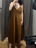 优衣库缎纹吊带连衣裙女装缎面裙子内搭显瘦480631 34 驼色 XL /165/92A 实拍图