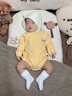 爱宝适婴儿包屁衣秋冬德绒睡衣三角哈衣新生儿打底连体衣黄色T251 66cm 实拍图