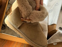 TGS UGG桑坡2025冬季新款短筒厚底牛角一粒扣雪地靴羊皮毛一体保暖女棉鞋 厚底栗色 【脚胖脚宽建议大一码】 37 实拍图