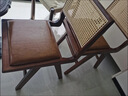 嘉广盛免安装实木藤编餐椅中古阳台咖啡店原木靠背椅子整装藤椅昌迪加尔 胡桃色-棕色软包座面-带弧度靠背 【整装发货-无需安装】 实拍图