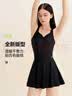 李宁（LI-NING）泳衣女连体裙式修身显瘦游泳衣舒适透气温泉度假泳装0441黑色XL 实拍图