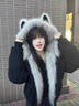 诗丹蕊美式复古座山雕黑色连帽毛领外套女冬季加厚保暖夹克棉服羽棉袄绒 黑色 均码 【可备注码数】 实拍图
