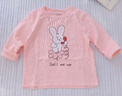 巴帝巴帝秋冬款婴幼儿童纯棉t恤长袖假两件男女打底衫 粉红苹果兔兔 130 实拍图