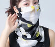 珊诗丽夏季防晒口罩女雪纺丝巾薄款护颈透气遮阳面罩 百合花-黑色 实拍图