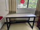 馨美凯电脑桌台式家用简易书桌办公桌简约现代工作台租房卧室学习写字桌 【单桌1.6cm厚桌面】黑架+玛尼灰 长140cm*宽60cm*高74cm 实拍图
