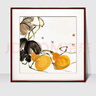 紫腾随轩齐白石装饰画新中式客厅背景墙面挂画卧室饭厅餐厅水墨虾壁画 葫芦 40*40cm红木色实木框 实拍图