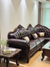 方牛【已售2W+】美式全实木沙发真皮大小户型简欧式雕花客厅别墅直排 【2.2米】三人位 【标准版】耐磨超纤皮＋45D高密度回弹海绵 实拍图