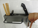 刀架壁挂式免打孔厨房用品多功能菜刀置物架刀具筷子筒一体收纳架 【优雅黑】30CM 单筷筒+4挂钩 实拍图