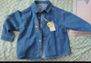 嘟嘟家宝宝牛仔衬衫秋款潮男童上衣时尚儿童T恤秋装女童童装 牛仔蓝 120 实拍图