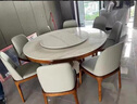 明巧匠家用餐桌圆桌岩板餐桌带转盘实木餐桌椅组合大圆桌饭店家用饭桌 胡桃色框架-意大利灰 1.5米 一桌八椅 实拍图