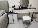 雅即（YAJI）智能梳妆台卧室实木大小户型现代轻奢简约无线充电多功能化妆台桌 白100桌+多功能柜+智镜+鸟巢凳 黑色钢化玻璃+蓝牙音响+无线充电 实拍图