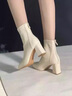 达芙妮官方 白色短靴女2025新款秋冬法式高跟瘦瘦靴子气质百搭马丁靴女 米白【7CM高跟款】 35 实拍图