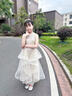 思妙星儿童美人鱼鱼尾礼服花童公主裙女童主持人模特走秀钢琴演奏演出服 银色亮片_01 160 实拍图