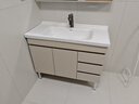 浴尚雅（YUSHANGYA）浴室柜陶瓷一体盆落地式洗脸盆柜组合实木卫生间洗 100CM奶油风落地柜+轻奢智能镜柜 实拍图