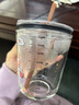 舒齐儿童牛奶杯带刻度硅胶吸管玻璃水杯宝宝冲泡奶粉杯带把手独角兽款 实拍图