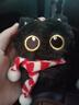 黑猫玩偶毛绒公仔挂件ins可爱猫咪包包挂饰情侣礼物送女朋友礼物 红白围巾+黑猫【升级双扣挂绳】 会吱吱叫【10厘米左右】 实拍图