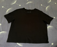 无印良品（MUJI）女式 粗细不均纱线 短款短袖T恤 上衣打底衫内搭 25年夏季 女装 黑色 5S XL  (165/92A) 实拍图