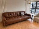 儒黛黑糖云朵真皮沙发头层牛皮法式中复古客厅直排高脚意式小户型简约 2.8米高脚直排-可视面真皮 V-max（摔纹皮1.4-1.6mm） 实拍图