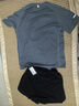 艾伦伯顿田径跑步运动套装男健身装备冰丝马拉松训练速干衣夏季二合一短裤 两件套黑灰【可放手机】 M 【115-130斤】 实拍图