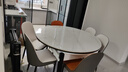 淘邦岩板餐桌椅子全套 折叠餐桌可变圆桌中小户型家用吃饭桌子 亮光雪山白-黑白框架加厚皮椅 1.35m 一桌六椅 实拍图