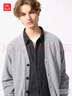 优衣库男装女装柔软绵羊毛V领针织开衫/毛衣毛衫外套478547 04 烟灰色 XS /160/76A 实拍图