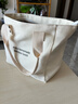 帆布纯色手提袋保温便当袋妈咪上班族外出带饭简约时尚拎包饭盒 米白色 实拍图