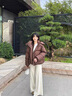LOVELY&DEARLY咖色短款羽绒服女2025年冬季新款韩版连帽泡芙肯豆风90白鸭绒外套 咖色 S 110斤以内 实拍图