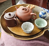 容山堂 茗嘉粗陶茶海套装紫砂壶承手工壶托小茶盘储水式功夫茶具 大号柴烧茶海-玄黄 实拍图