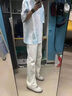 美式vibe裤子高街潮牌百搭纯白色牛仔裤男直筒修身显瘦痞帅微喇裤 白色-807 常规 3XL 实拍图
