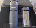 水莫停智能玻璃杯茶水分离杯双层防烫泡茶杯子水杯男士老师礼物大容量 枪灰色+保温杯礼盒装 400ml 2只 实拍图