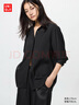 优衣库女装花式衬衫/长袖衬衣易打理垂坠479071 09 黑色 2XL 实拍图