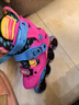 米高轮滑鞋儿童溜冰鞋直排轮旱冰鞋可调码休闲平花锁轮中小学教学鞋S6 粉色K12套装（K12头盔+护具+包） 锁轮+休闲平花双模式 S (29-32)3-5岁 实拍图