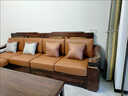 田园驿站新中式乌金木实木沙发客厅科技布艺皮沙发组合单人懒人沙发家具 四人位+贵妃+中箱+茶几 实拍图