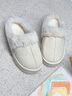 原沐初保暖厚底棉拖鞋女室内外穿棉鞋居家耐磨加厚孕妇月子鞋雪地靴 月牙白 38-39 【适合37-38】 实拍图