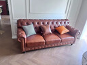 源氏官方旗舰2025新款美式沙发真皮油蜡皮复古风格客厅实木别墅家具法 耐磨超仟皮 三人位 全国联保三人2.20M长抱枕 实拍图