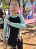 梵迪拉（F.DYRAA）游泳衣女分体防晒长袖长裤潜水泡温泉女士泳装五件套14011绿色L 实拍图