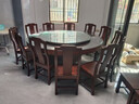 法仕宾全实木印尼紫檀木中式餐桌椅组合雕花圆形吃饭大圆桌子带转盘家用 2米一桌14椅+3C玻璃+实木转盘 实拍图