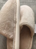 优调棉拖鞋女居家抗菌防臭毛毛绒冬季保暖静音防滑拖鞋男 白色40-41 实拍图