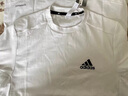 阿迪达斯 （adidas）T恤男夏季运动透气轻薄宽松棉短袖 白/金 M 实拍图